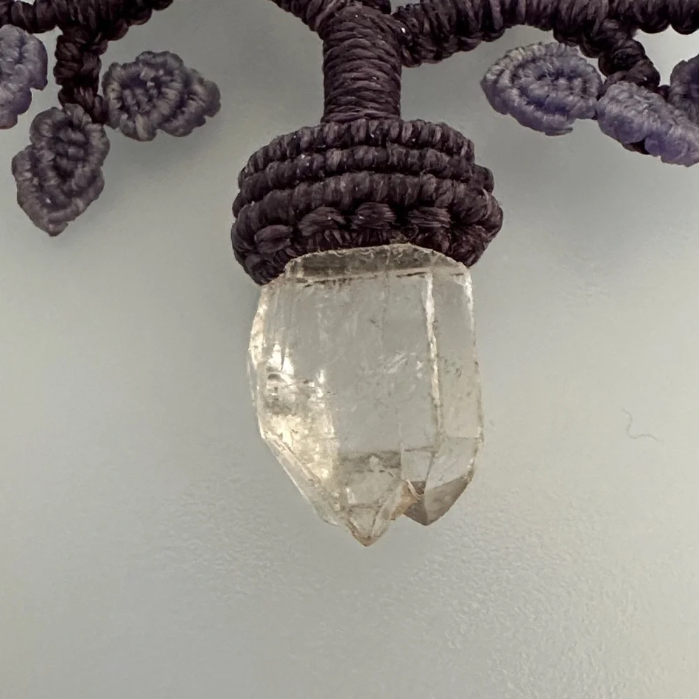 Jade white amethyst Purple art made Tree of Life Necklace made in france